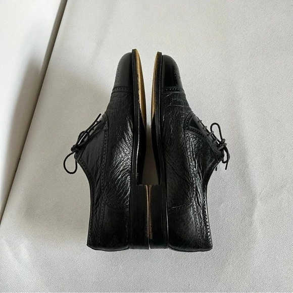 Moreschi Size 9 Black Peccary Calf Leather Brogues Oxford Shoes Made in Italy - Picture 4 of 12